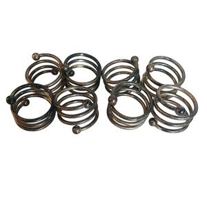Vintage Silver Plate Coiled Spiral Napkin Holder Rings Set of 8